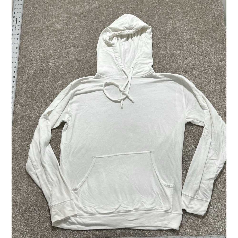 BLEUSALT Skater Hoodie Size 2 / Medium Knit Pullover White Sweatshirt Beechwood